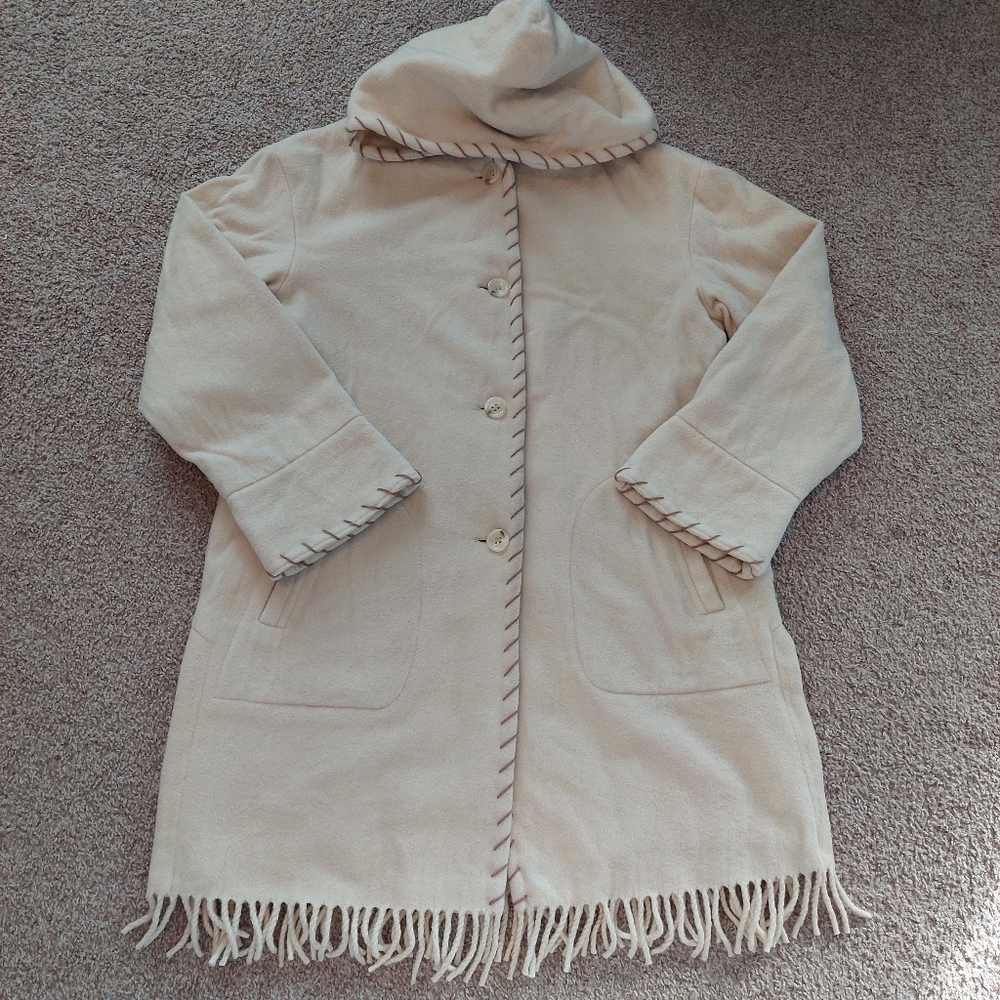 Utex Design Wool Cashmere Blend‎ Fringe Coat